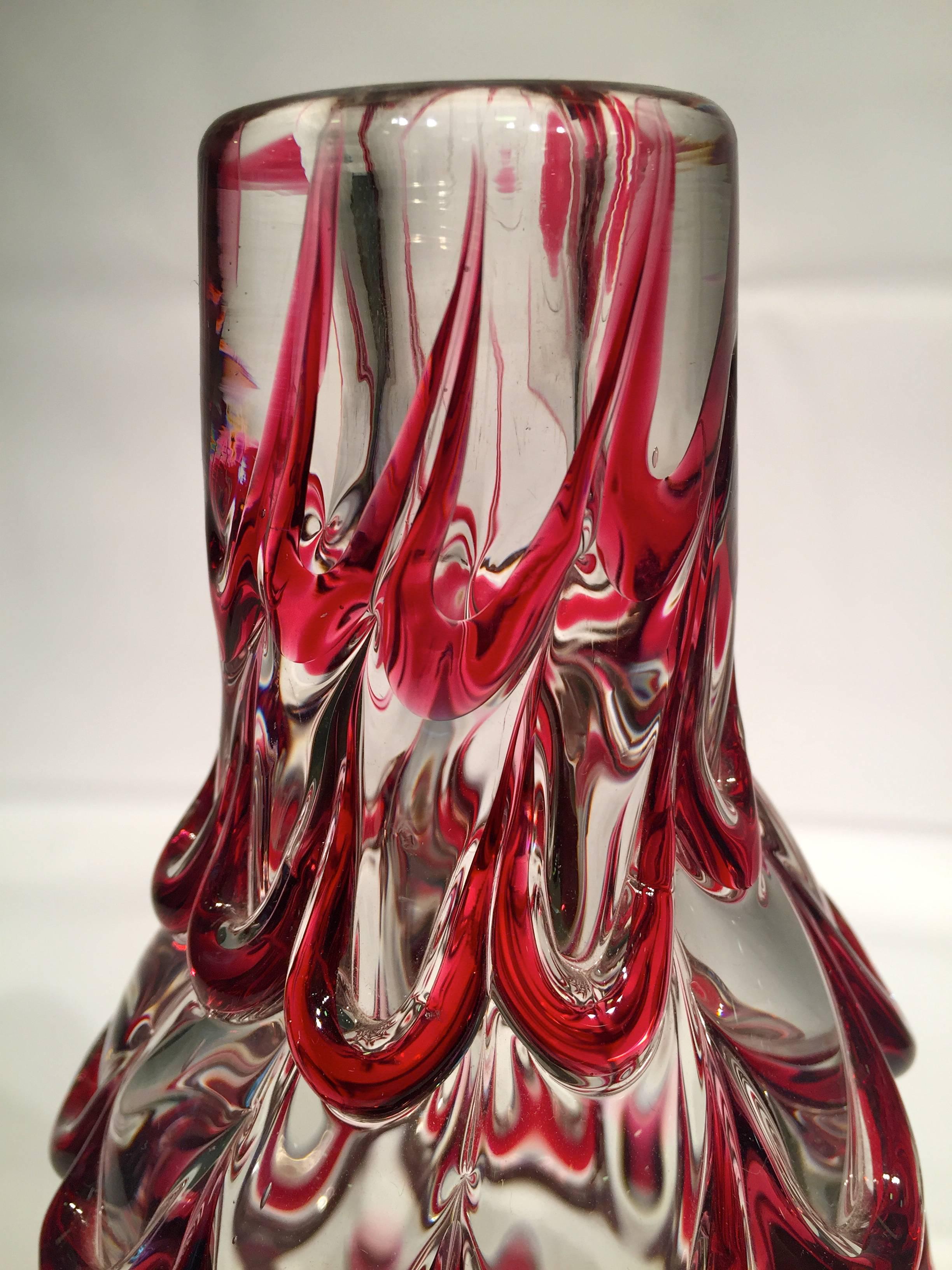 Italian DINO MARTENS  Rare Artistic Blown Glass Vase of Murano, circa 1950 For Sale