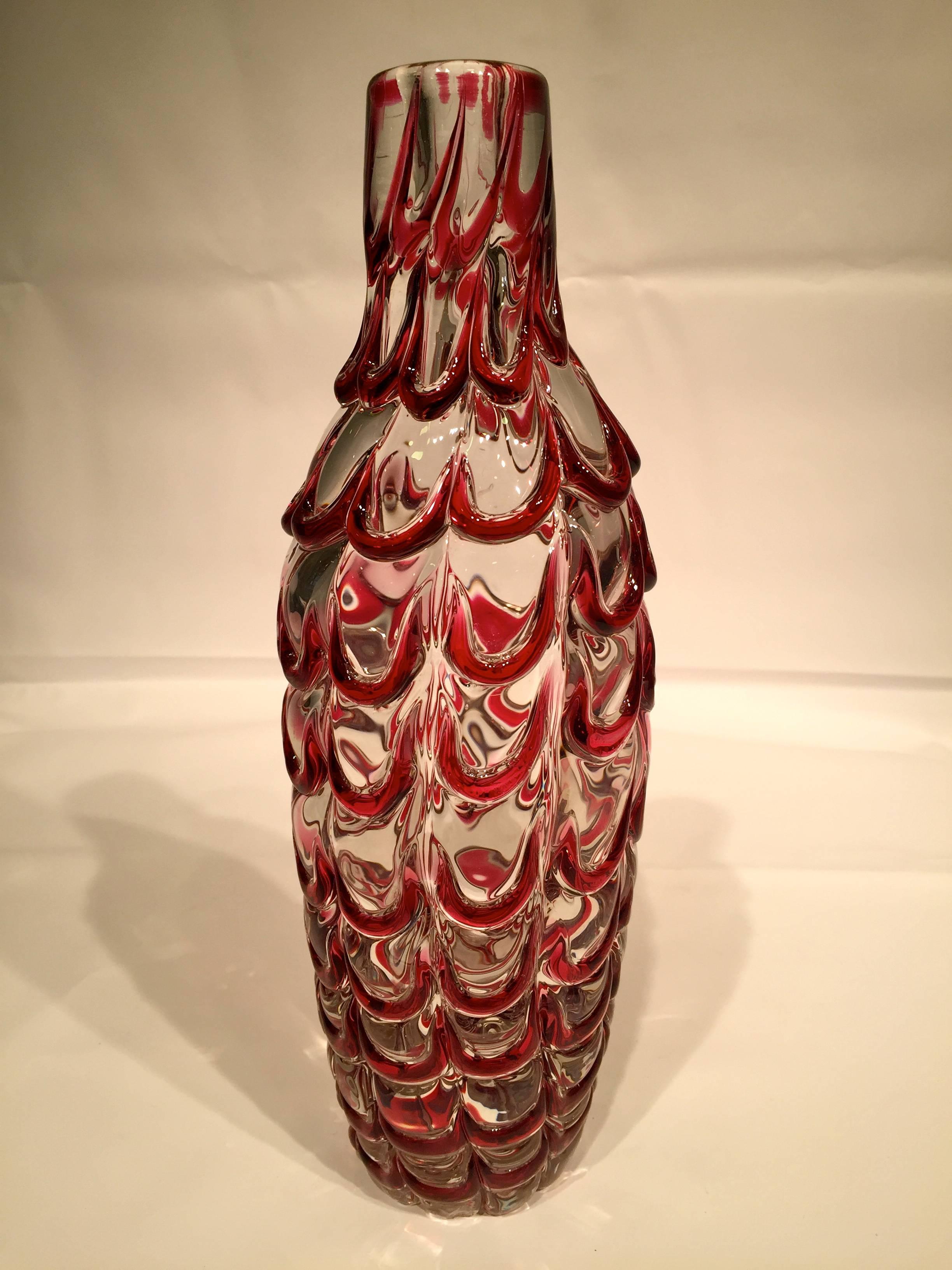 DINO MARTENS  Rare Artistic Blown Glass Vase of Murano, circa 1950 In Excellent Condition For Sale In Rio de Janeiro, RJ