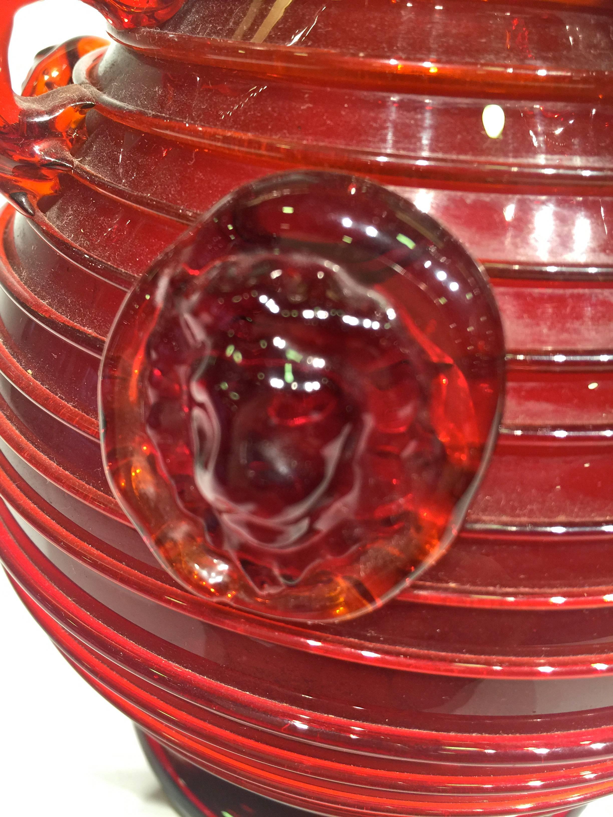 Appliqué BENVENUTO BAROVIER Murano Glass Vase circa 1890 For Sale