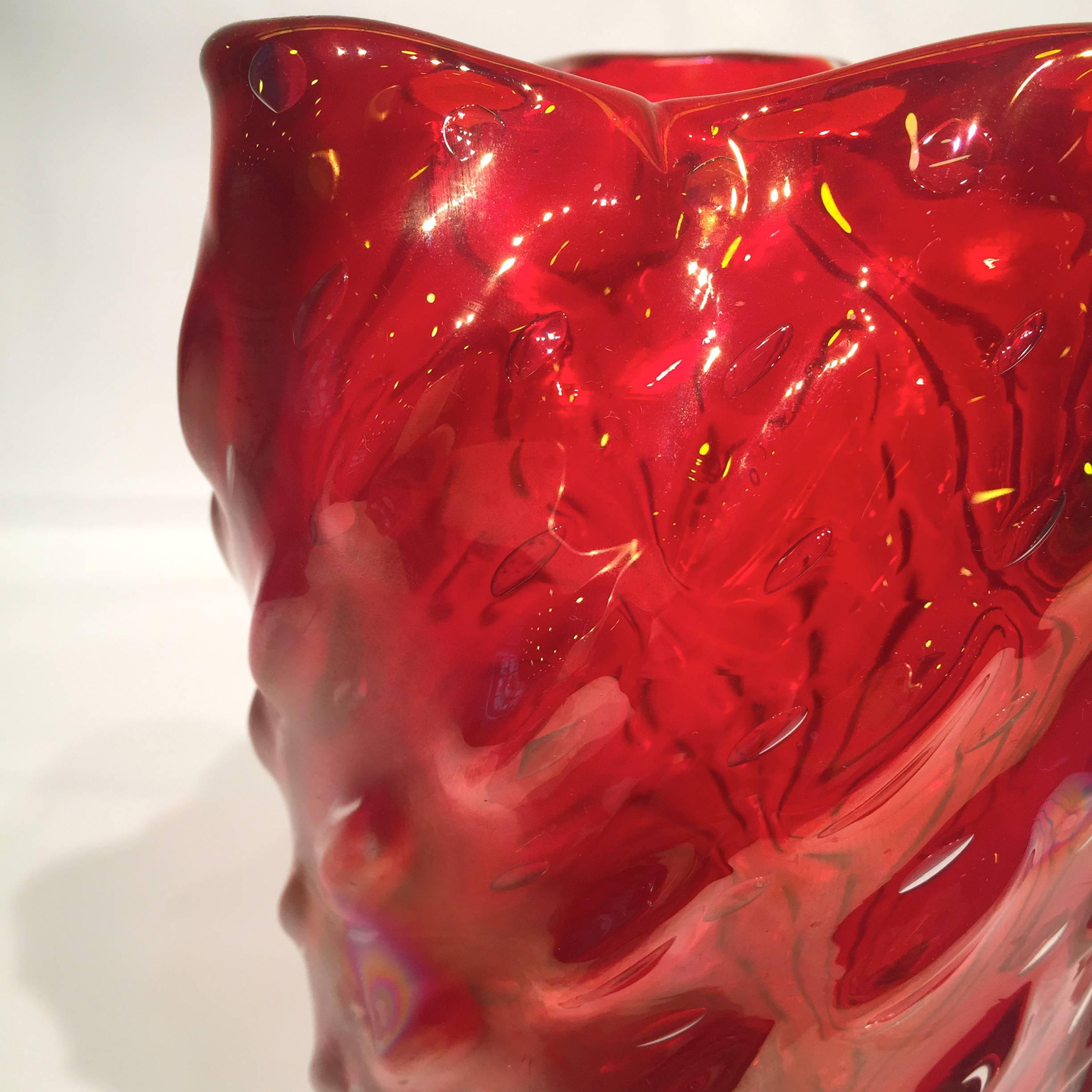 Italian ERCOLE BAROVIER Iridescent Artistic Blown Glass of Murano Vase, circa 1950 For Sale