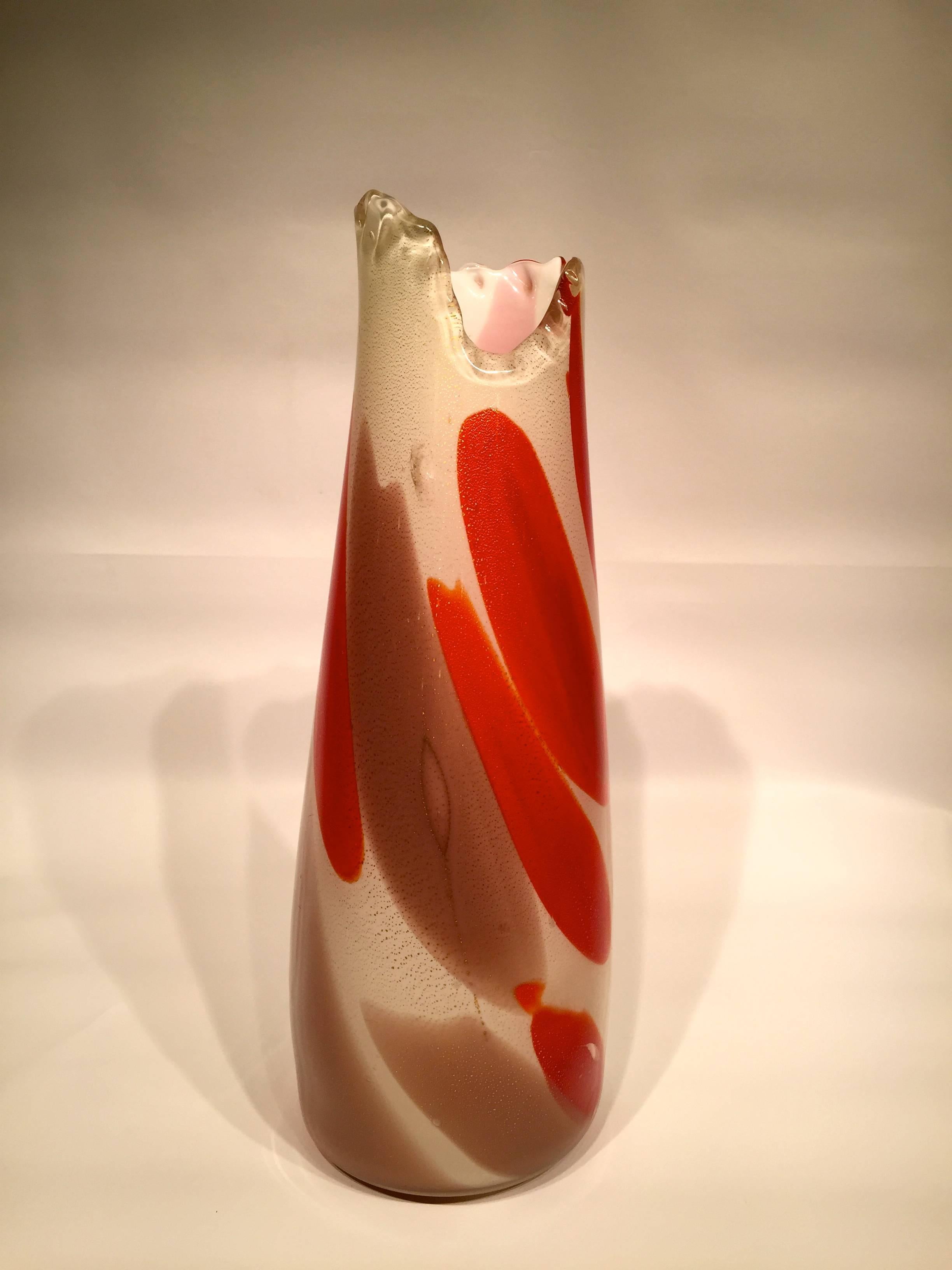 Italian ARCHIMEDE SEGUSO Vase in Artistic Blown Glass of Murano, circa 1950 For Sale