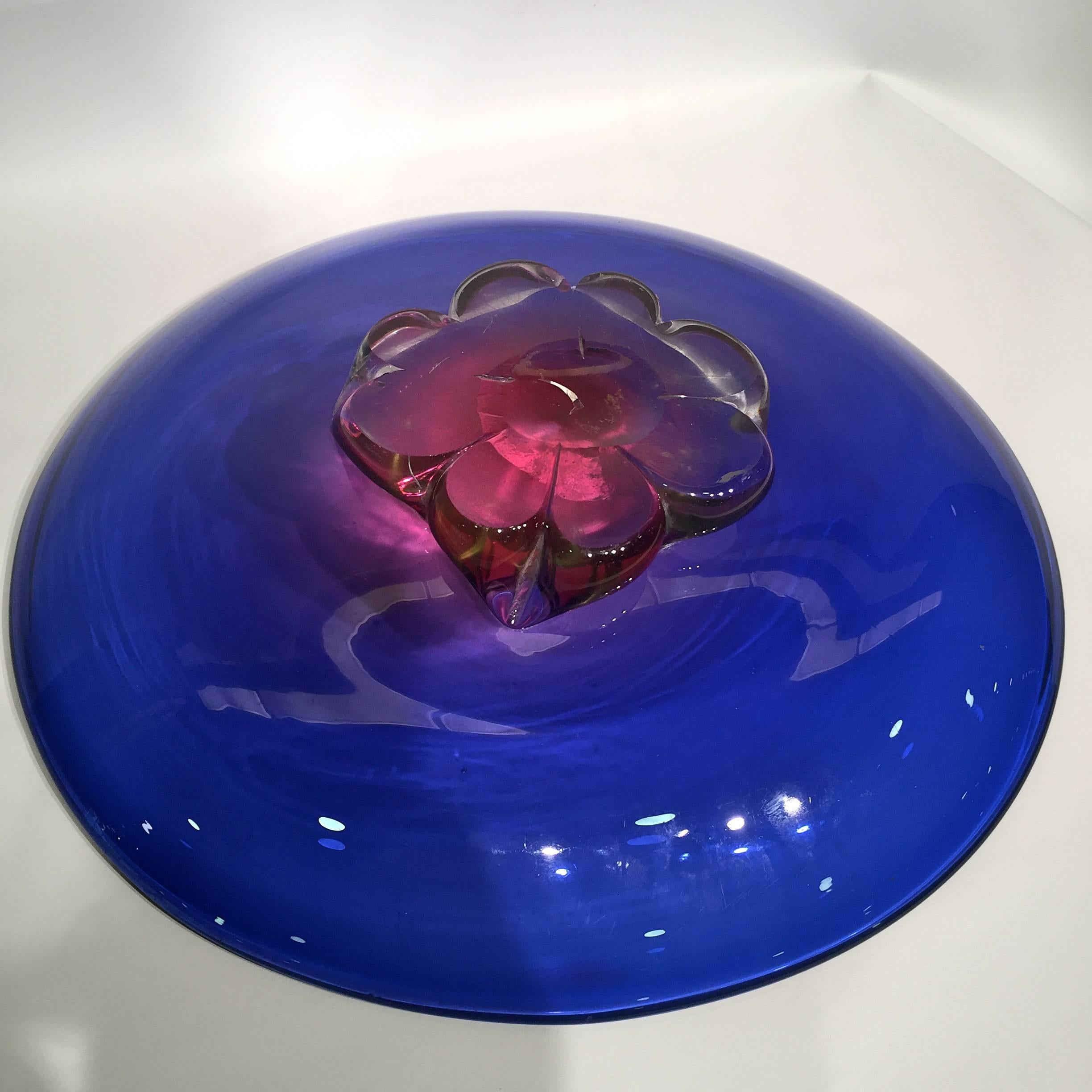 ARCHIMEDE SEGUSO Large Dish in Artistic Blown Glass of Murano, circa 1950 In Excellent Condition For Sale In Rio de Janeiro, RJ