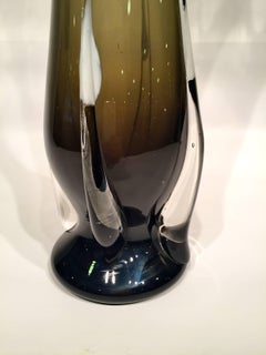Grey and White Artistic Blown Murano Glass Vase, circa 1950
