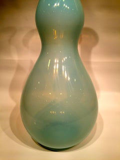 ARCHIMEDE SEGUSO Opal Blue Vase in Artistic Blown Glass of Murano, circa 1950