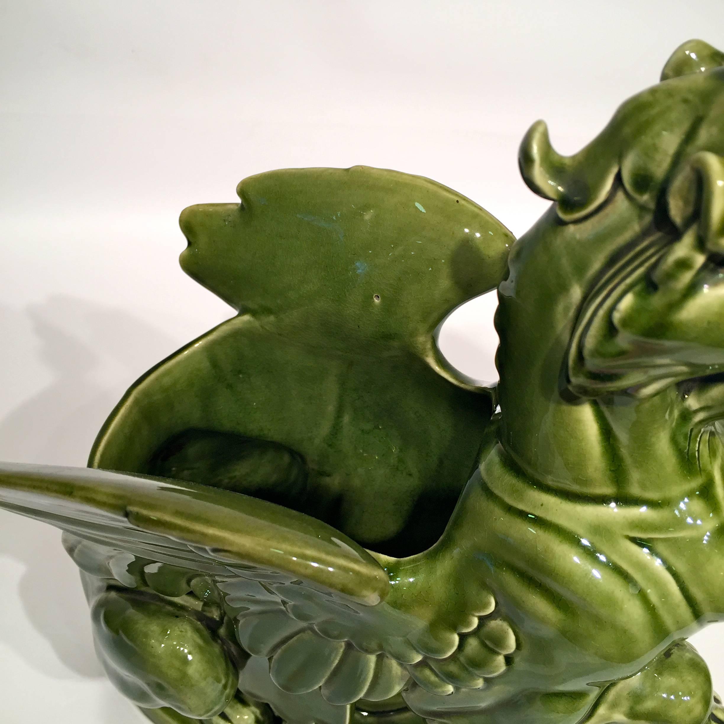 French H.B & Cie, Choisy le Roi, France, Intense Green, Empire, Porcelain, Chimeras For Sale