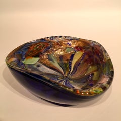 AVeM Bowl, Artistic Blown Murano Glass, Multicolored and Blue, circa 1950