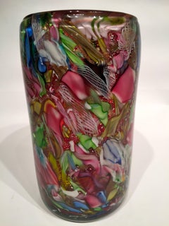 AVeM Vase, Artistic Blown Murano Glass, Multicolored and Red, circa 1950