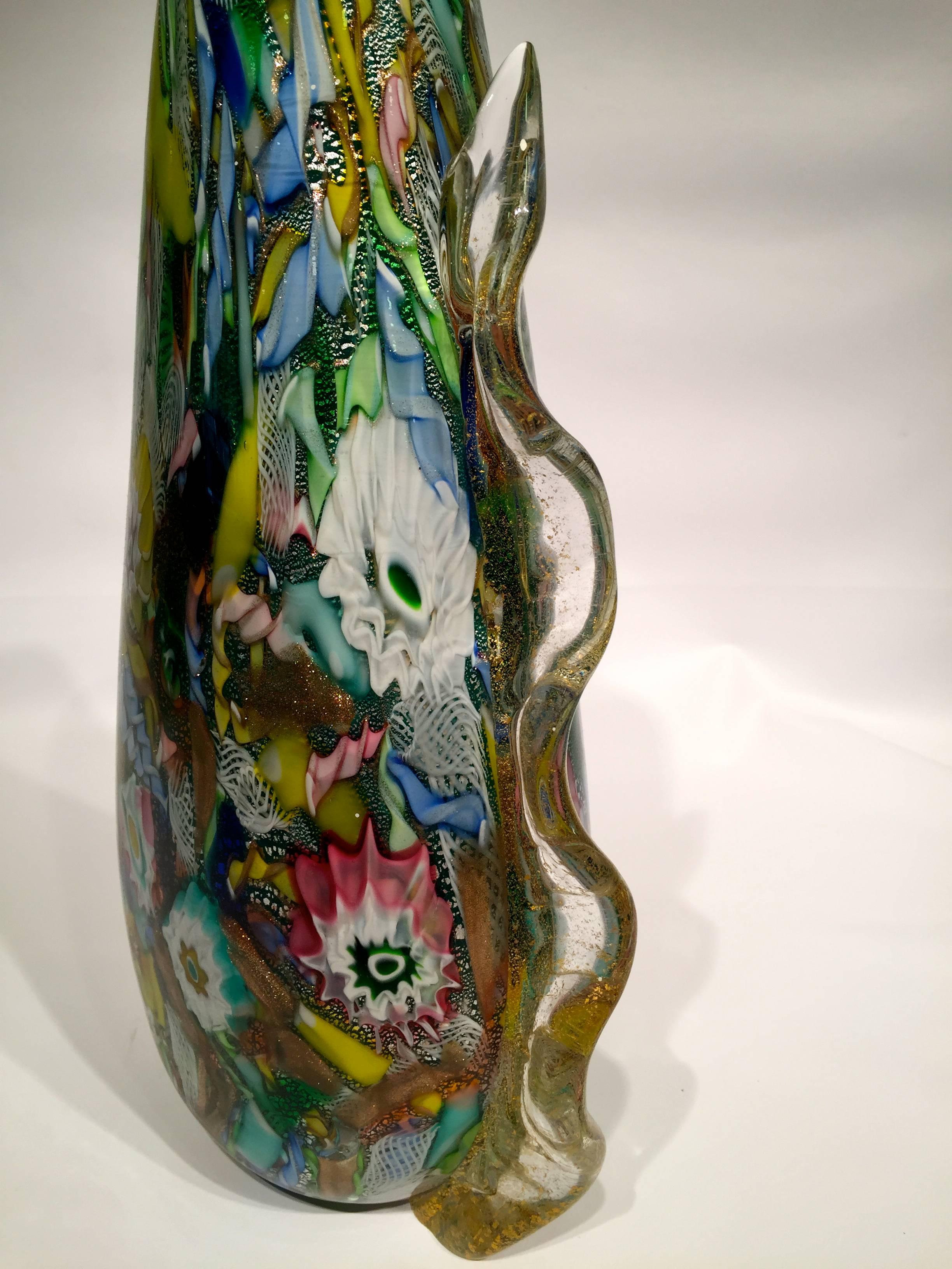 AVeM Vase , Artistic Blown Murano Glass, Multicolored and Green, circa 1950  For Sale 2