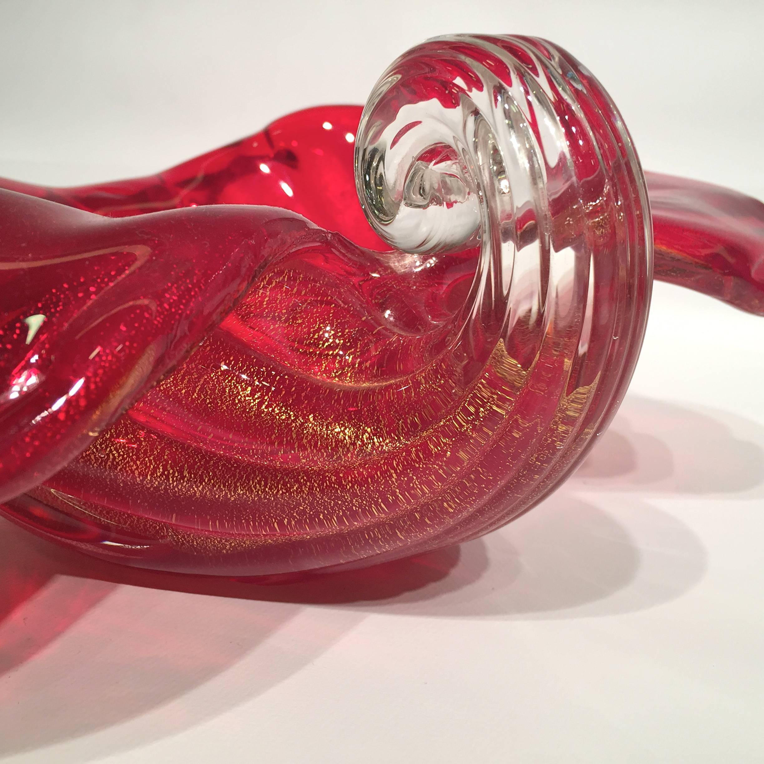Appliqué ARCHIMEDE SEGUSO Cornucopia in Artistic Blown Glass of Murano, circa 1950 For Sale