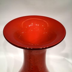 ERCOLE BAROVIER Artistic Blown Murano Glass Vase, Intense Orange, circa 1950