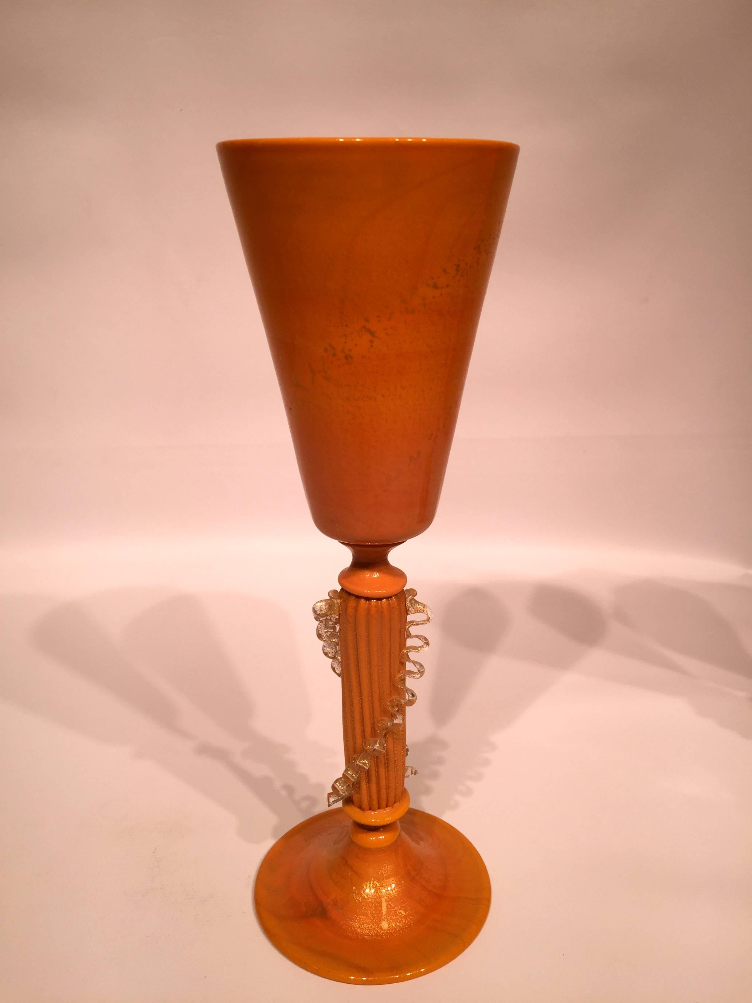 Appliqué SEGUSO VETRI d'ARTE Murano Glass Cup, circa 1980 For Sale