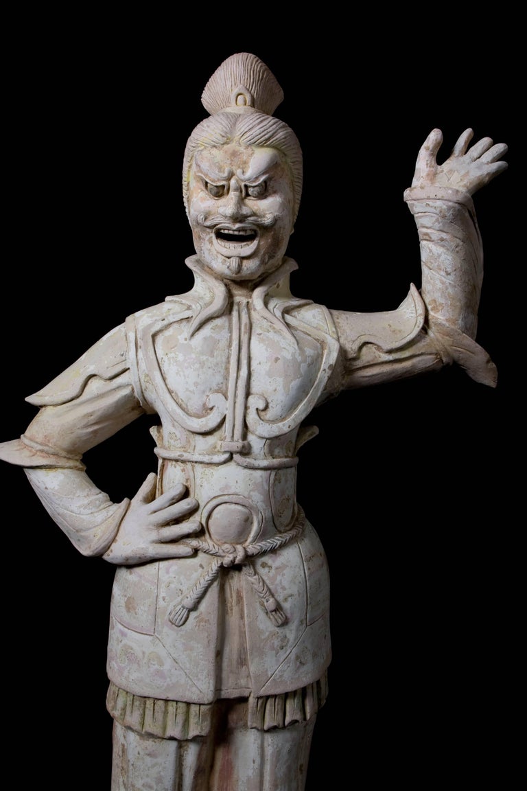 Tang Dynasty Imposing Terracota Lokapala Standing in Menacing Pose - TL Tested For Sale at 1stDibs