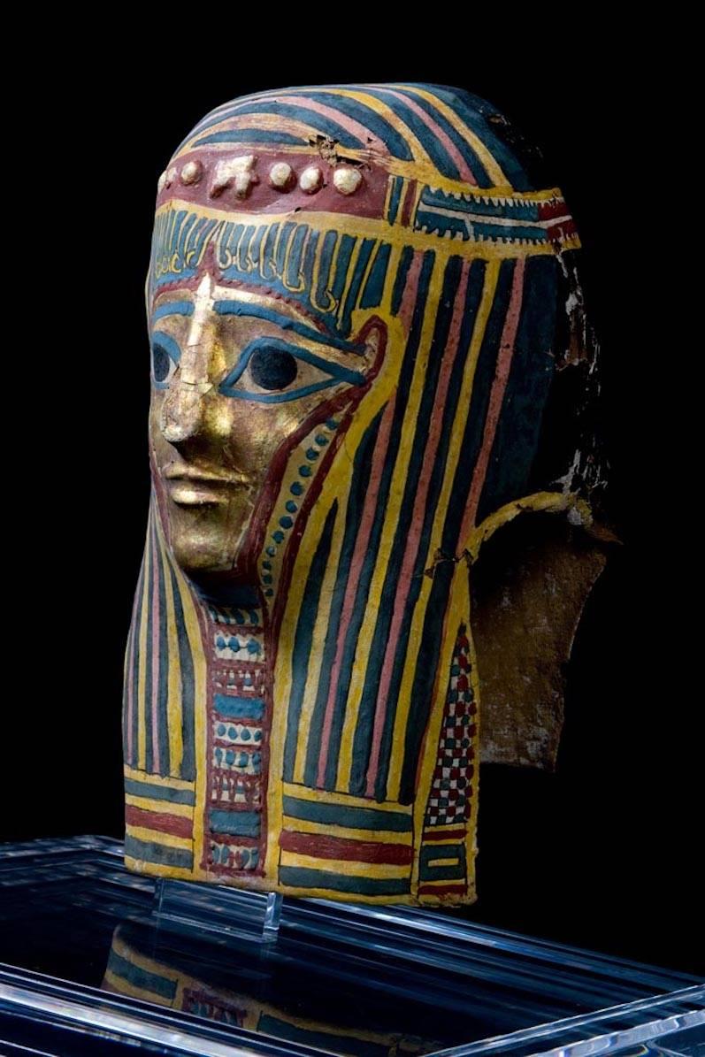 Égyptien Masque d'origine en forme de cartonnage égyptien Ptolemaique en vente