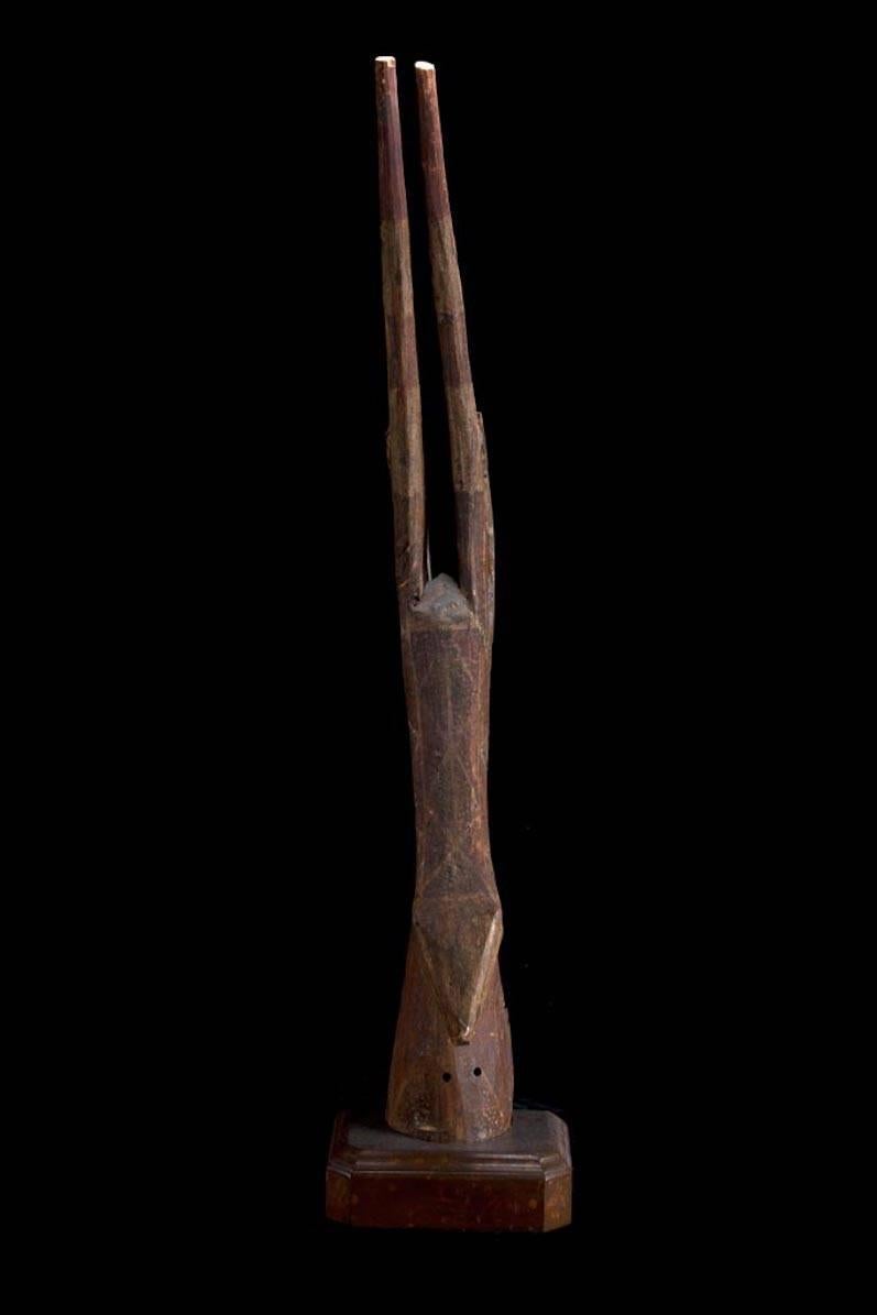 Hand-Carved Dance Head Ornament Representing an Antelope Head, Burkina Faso, Africa For Sale