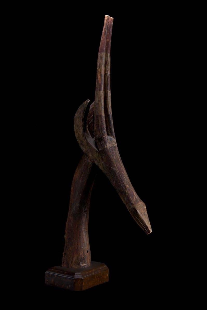Primitive Dance Head Ornament Representing an Antelope Head, Burkina Faso, Africa For Sale