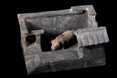 Terracotta Han Dynasty Farm with Pig, China, 200 BC