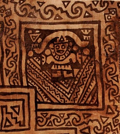 Pre-Columbian Chimu Painting with 3 Warriors, Ex-Guillot Muñoz