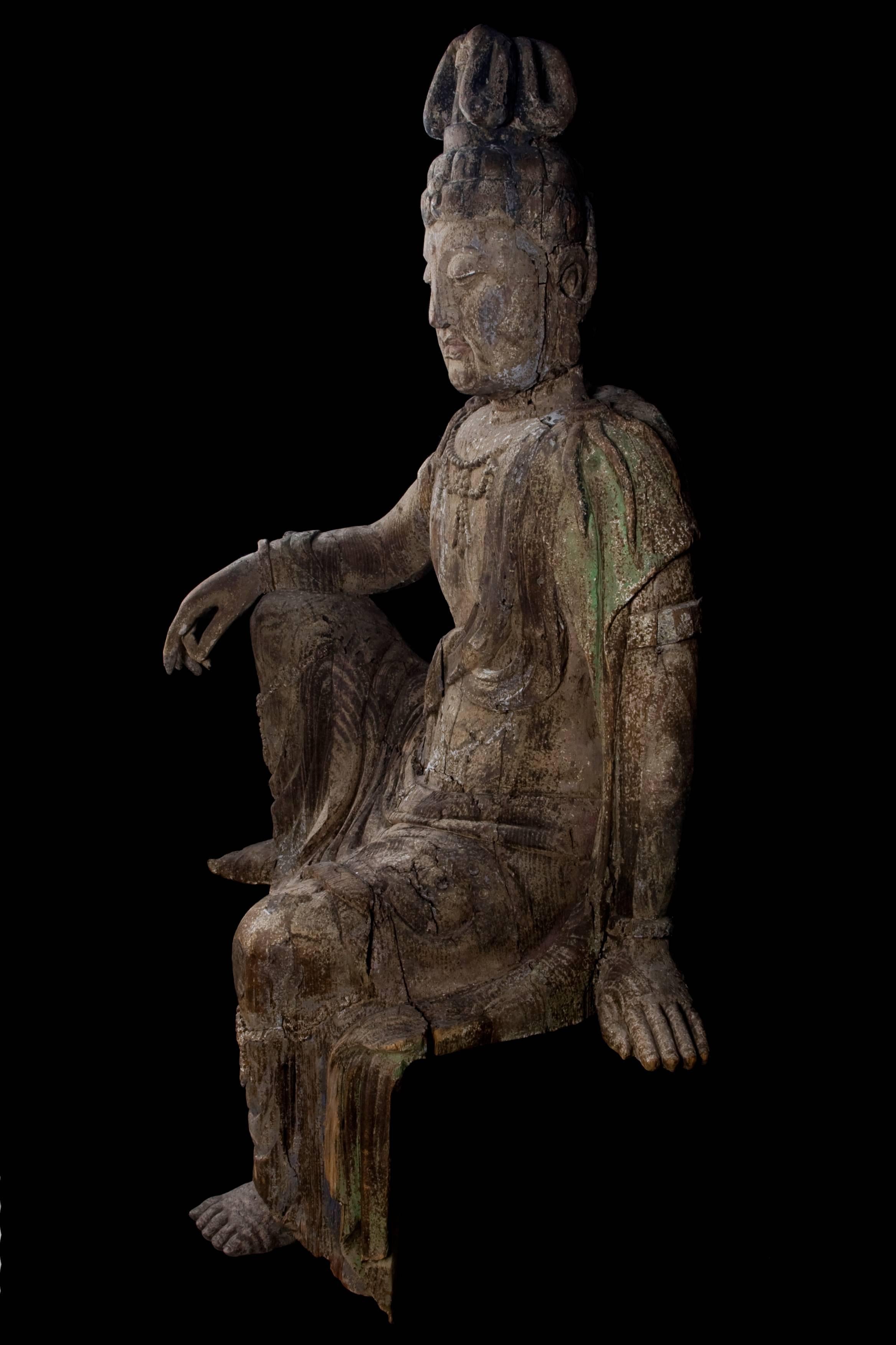 Monumentaler Bodhisattva „Bigger als lebensgroß“ aus Holz im Angebot 2