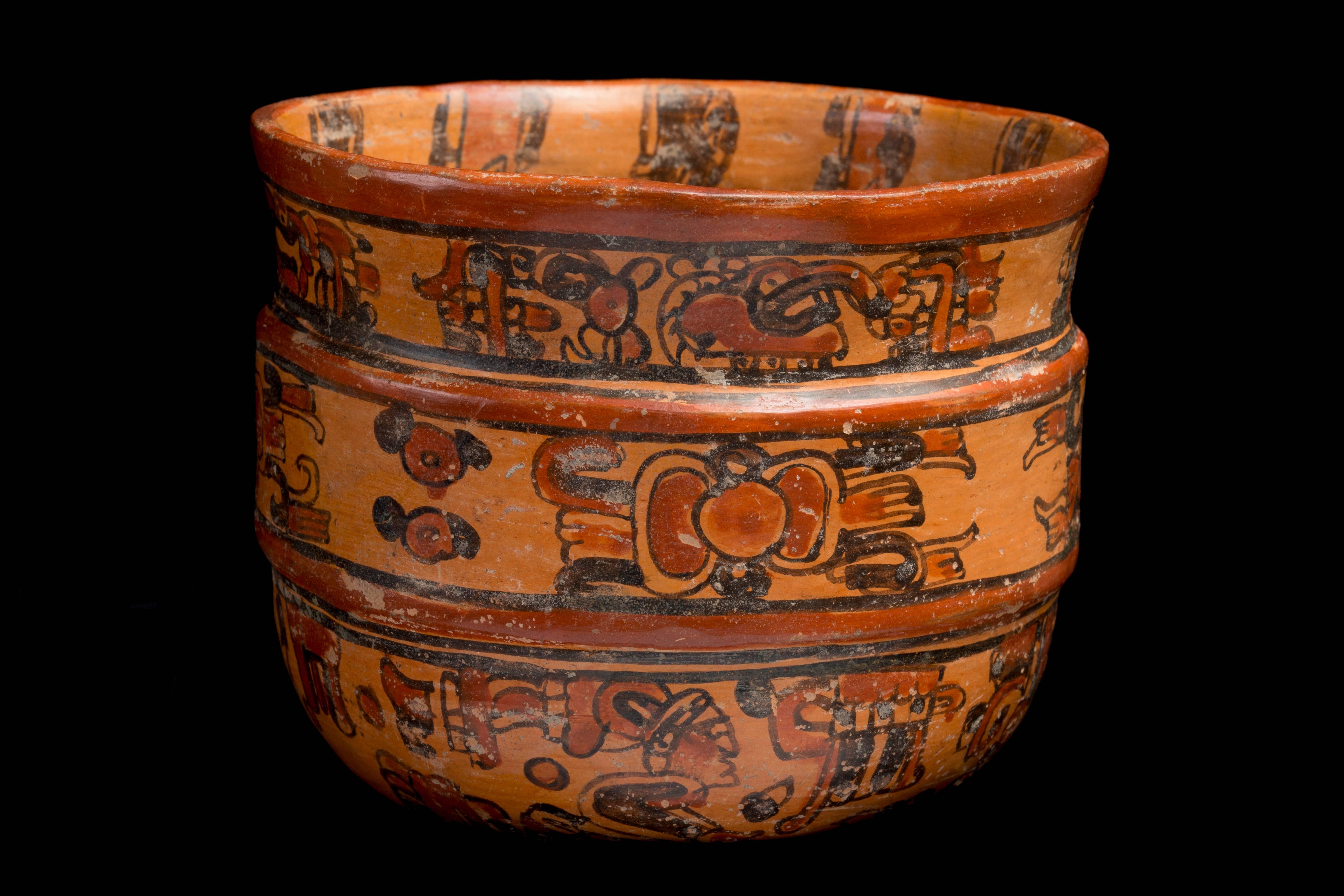 Terracotta Mayan Ulua Valley Banded Vessel, Ex-Andy Warhol