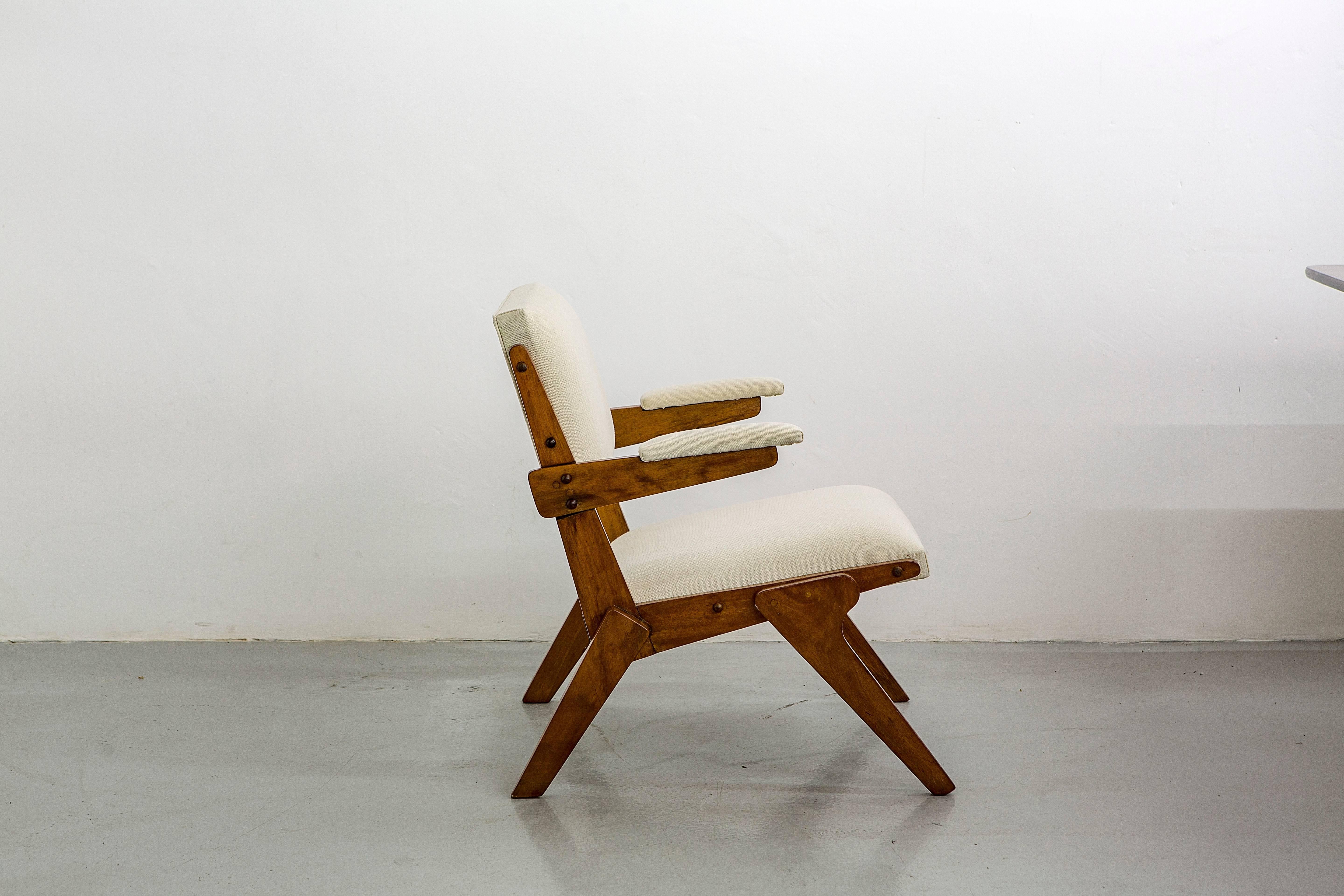 Mid-Century Modern Solid Peroba Wood Armchair 