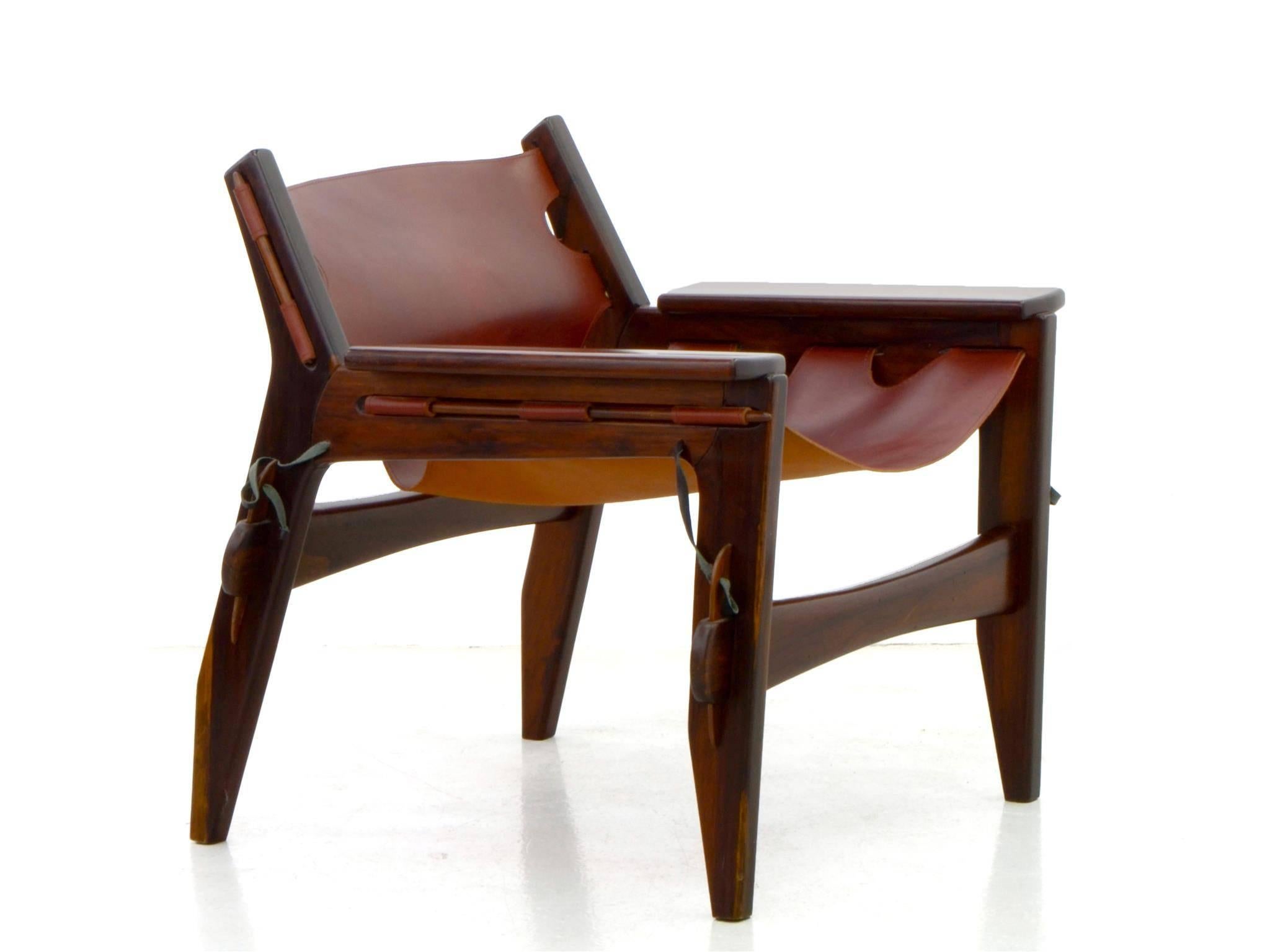 The Brazilian midcentury design of these Leather Armchairs by Sergio Rodrigues is the embodiment of Brazilian identity and creativity.

This pair of armchairs is one of his most famous works, a fine example of his exquisite use of the tropical wood