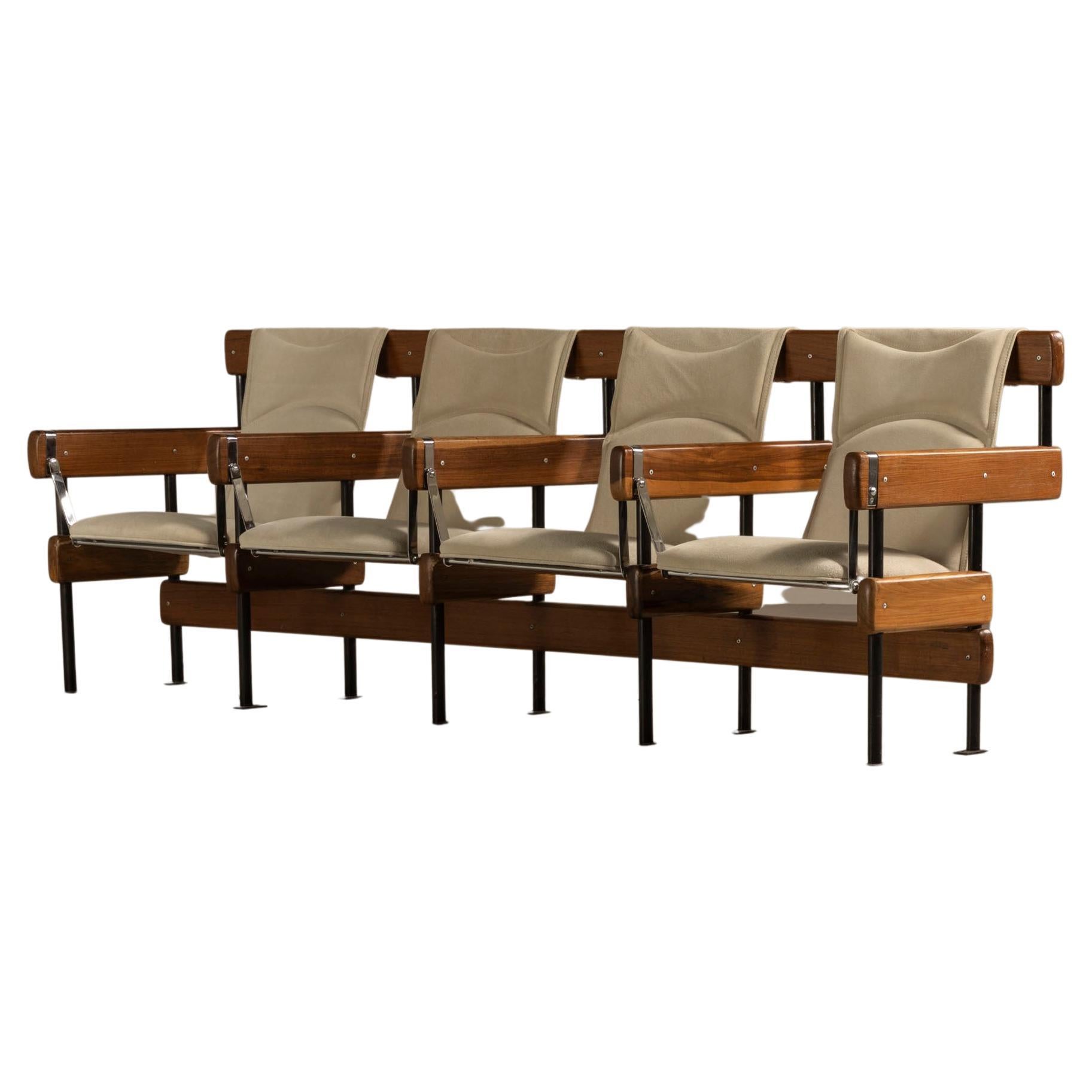 Four Seats "Longarina", by Sergio Rodrigues, 1965, Brazilian Mid-Century Modern For Sale