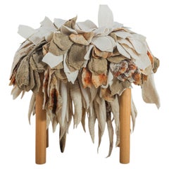 “Florada” Stool in Wool and Wood by Inês Schertel, Brazil, 2021
