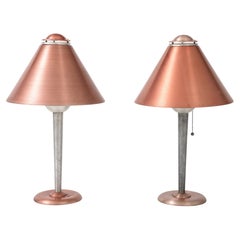 Art Deco Machine Age Spun Aluminum Lamp, Pink Anodized, Soundrite Corp., 1930s