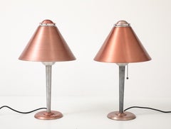 Art Deco Machine Age Spun Aluminum Lamp, Pink Anodized, Soundrite Corp., 1930s