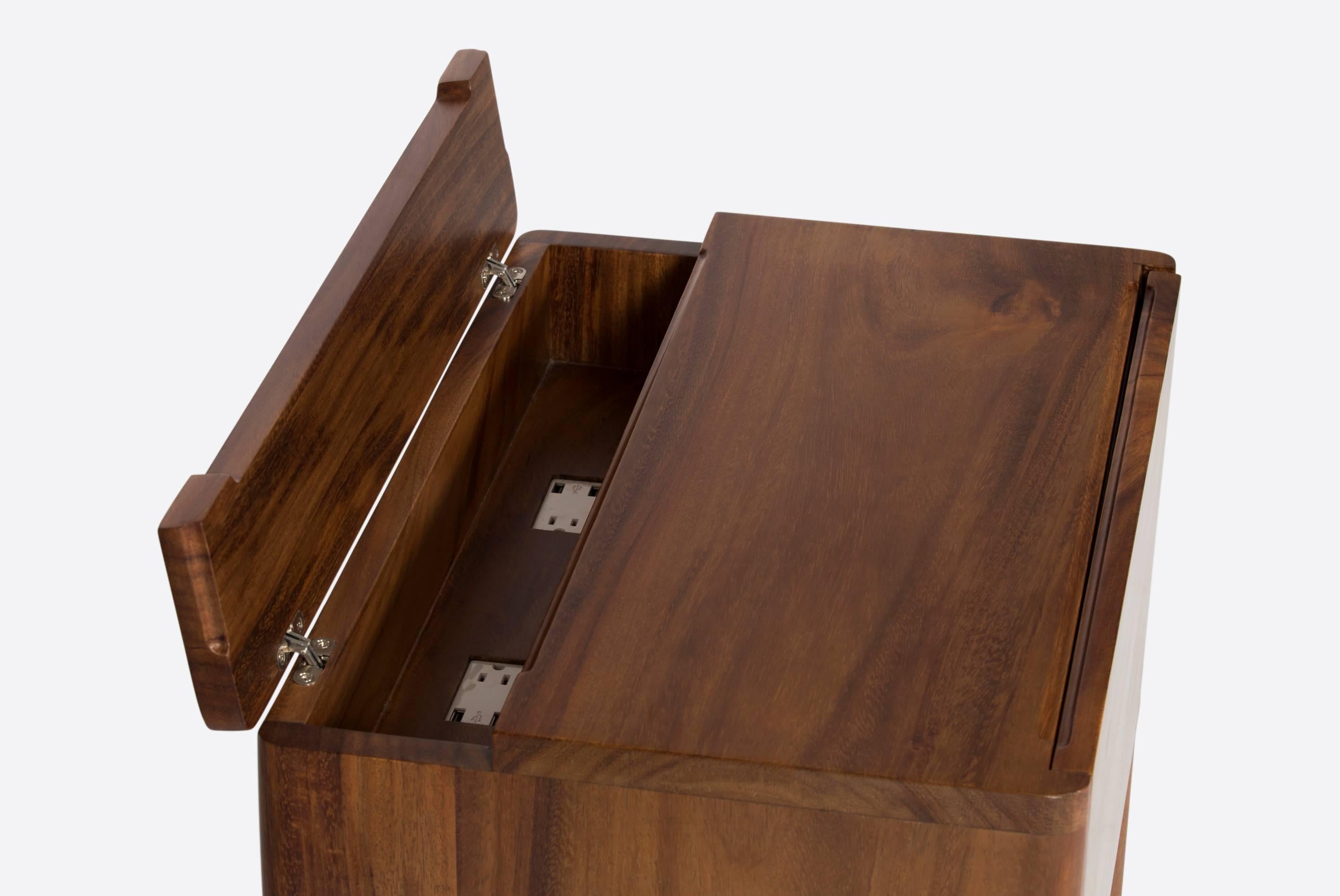Modern Carved Walnut Nightstand For Sale
