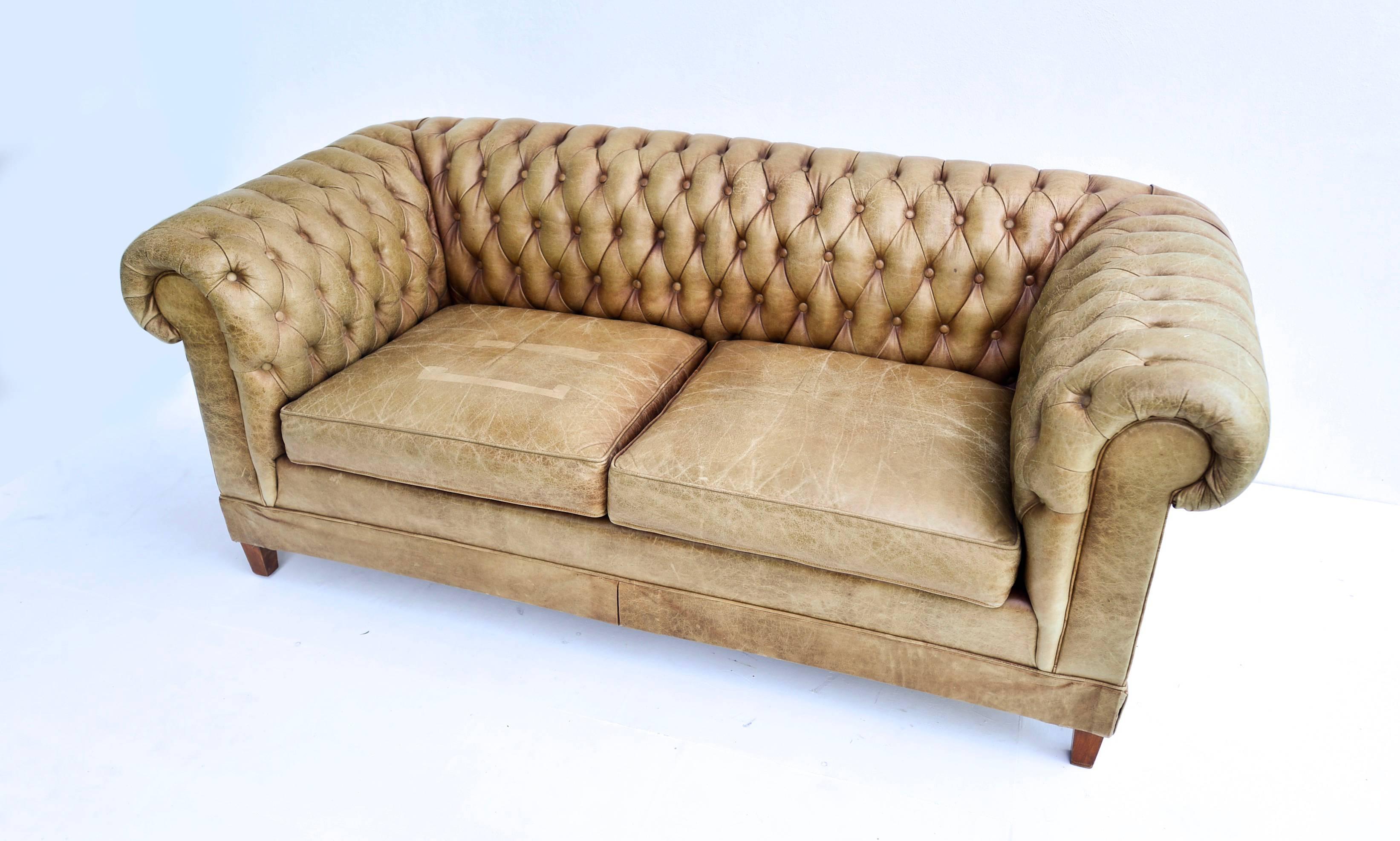 Chesterfield sofa in original leather.
