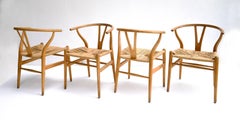 Hans Wegner Four Wishbone Chairs In Original Condition