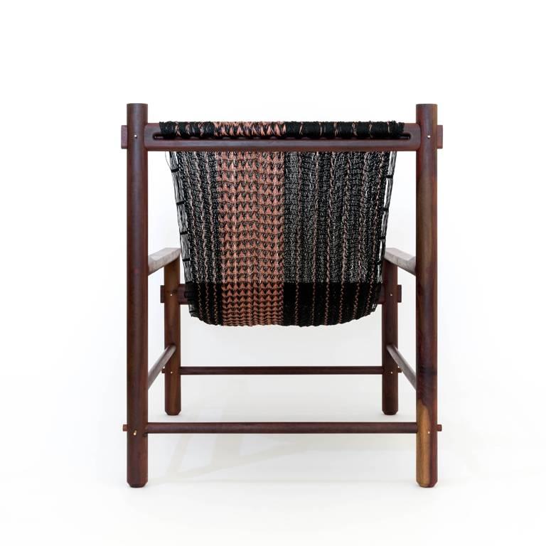 Contemporary Sessel aus mexikanischem Ebenholz mit handgefertigter Weberei von Ania Wolowska (Gedrechselt) im Angebot