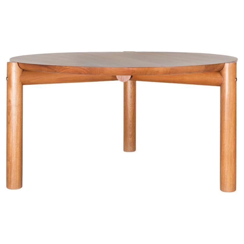 Minimalist Modern Round Dining Table in Solid Carribean Walnut  For Sale