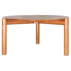 Minimalist Modern Round Dining Table in Solid Carribean Walnut 