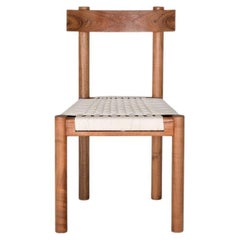Modern Dining Chair with Handwoven Seat in Natural Caribbean Walnut