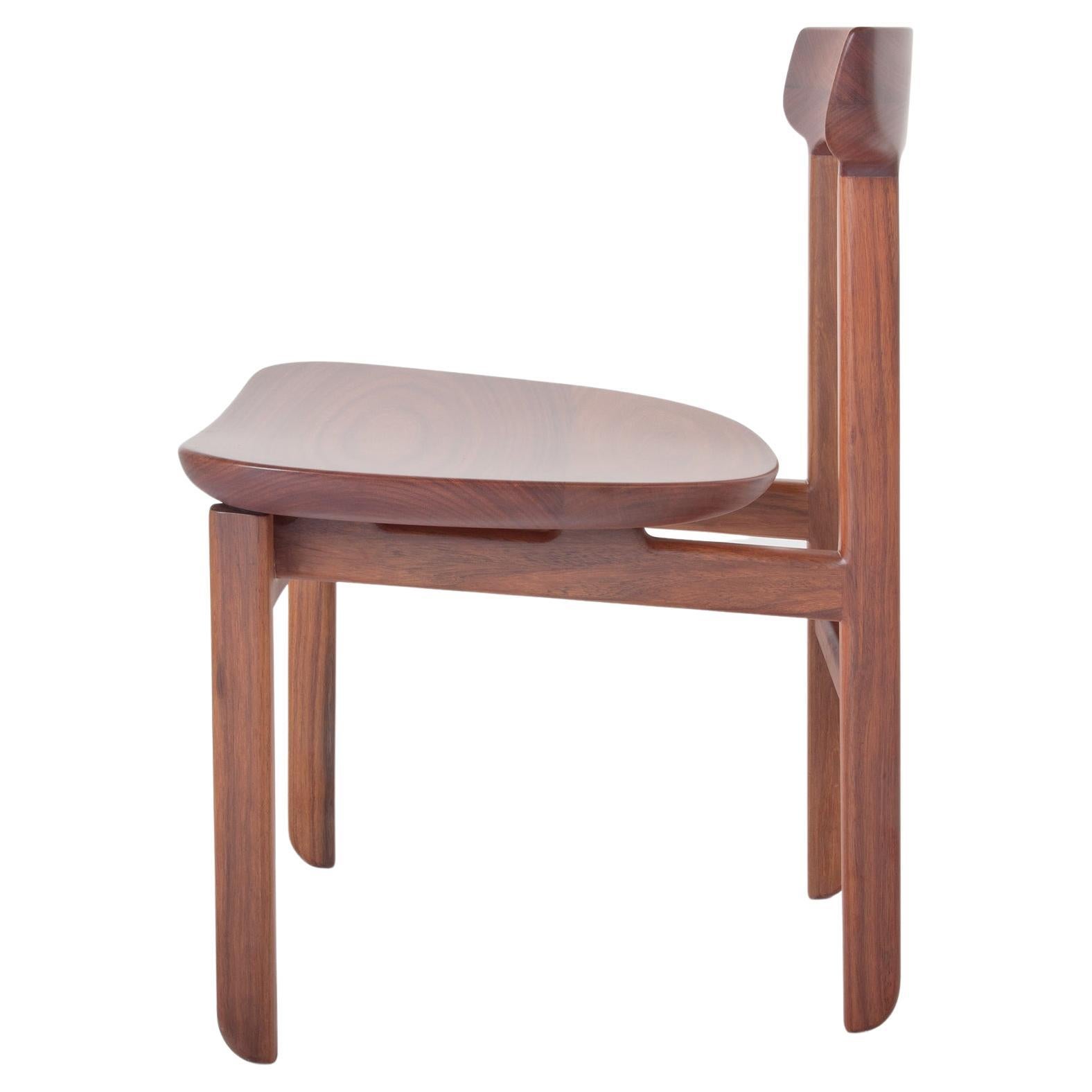 Contemporary Dining Chair in Sculpted Solid Mexican Hardwood For Sale