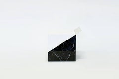 Stool in Black and White Marble and Brass, Limited Edition by O Formigueiro