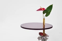 Side Table in Aluminum, Resin and Brass. Unique Piece; Contemporary Design.