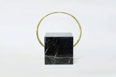 Stool in Black Marble and Brass, Limited Edition by O Formigueiro