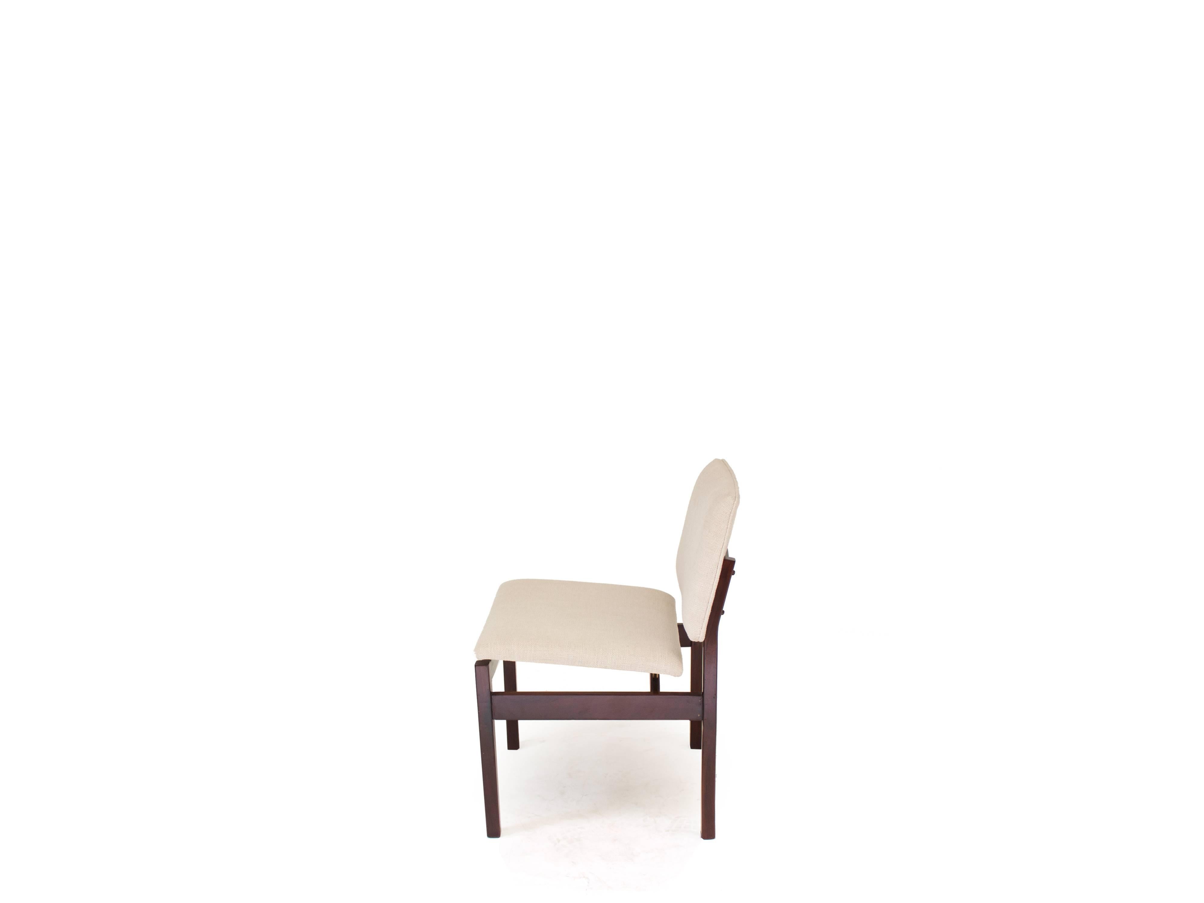 Arredamento Midcentury brazilian Chair in Rosewood with Linen Upholstery, 60s 2