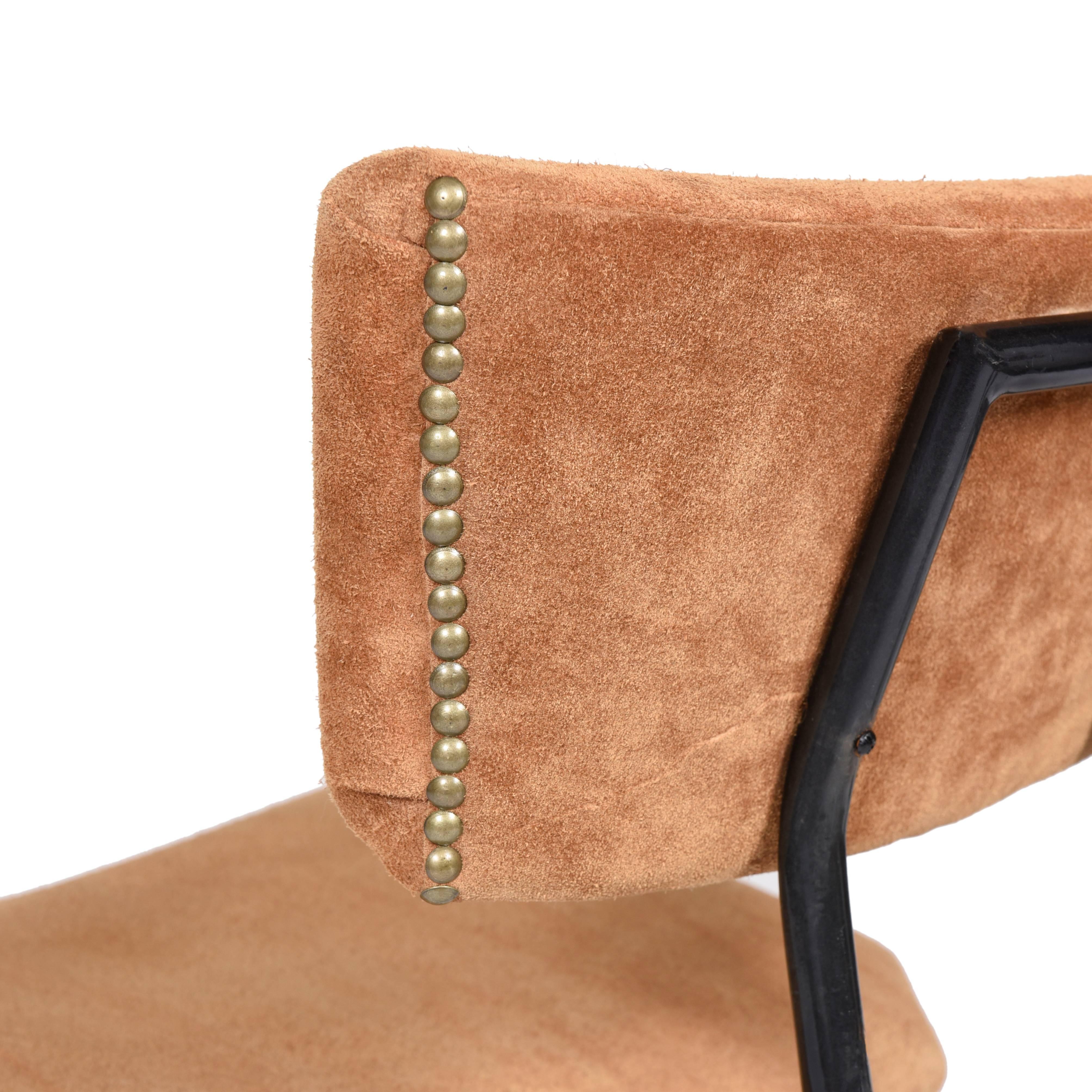 Mid-20th Century Paubra Midcentury brazilian Chair in Metal and Suede, 1950s