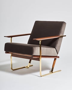 Fauteuil « RA40 » en bois d'Imbuia et métal de Pedro Useche