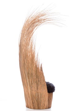 Savana Armchair in Natural Wicker, Brazilian Contemporary Style, Black seat