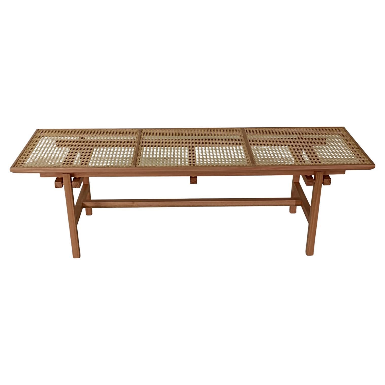 Straw and Wood Bench For Sale at 1stDibs | straw bench, straw seat bench