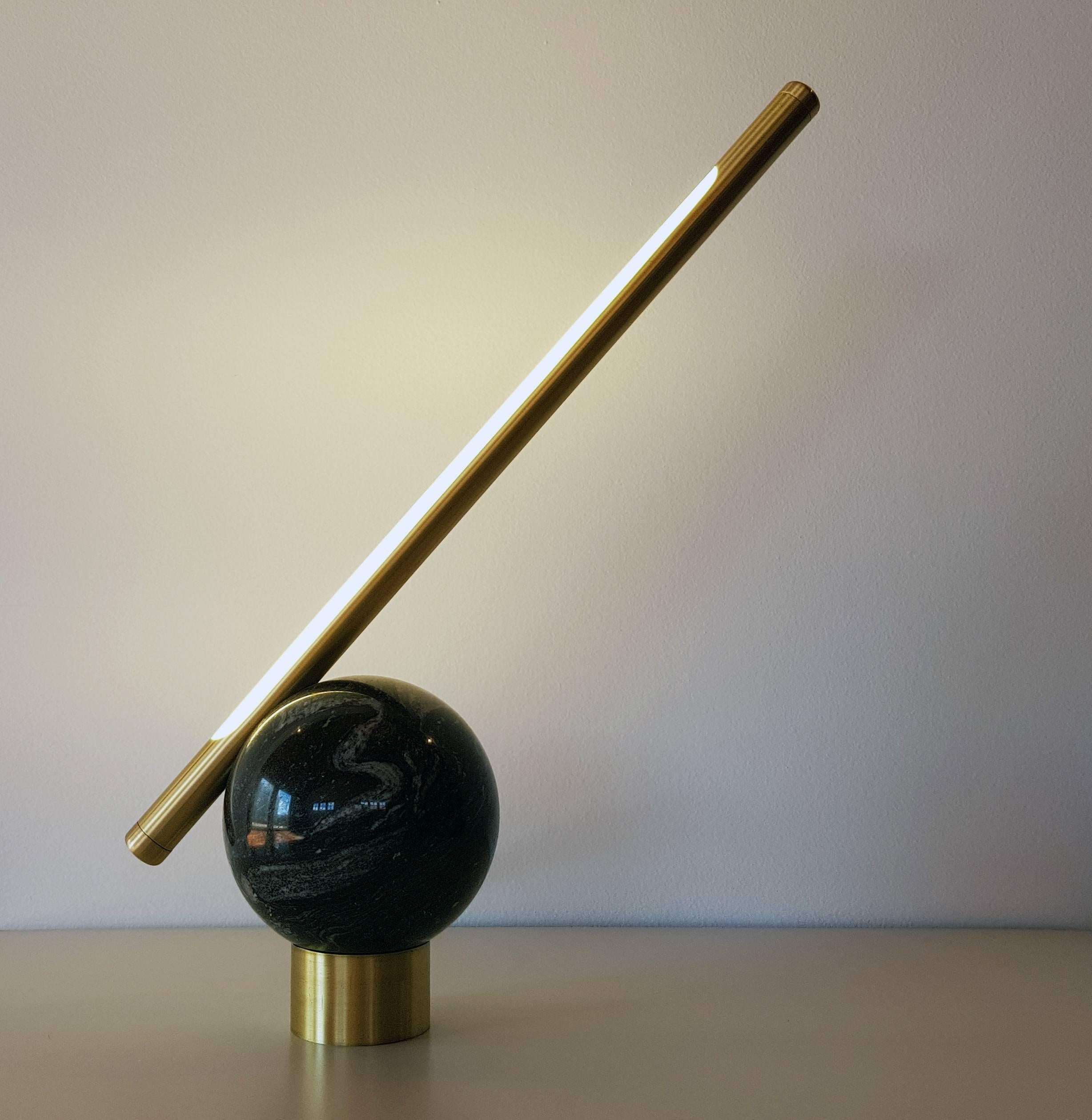 Polished 'Bubble' Table Lamp in Black Marble and Copper, Brazilian Contemporary Style For Sale