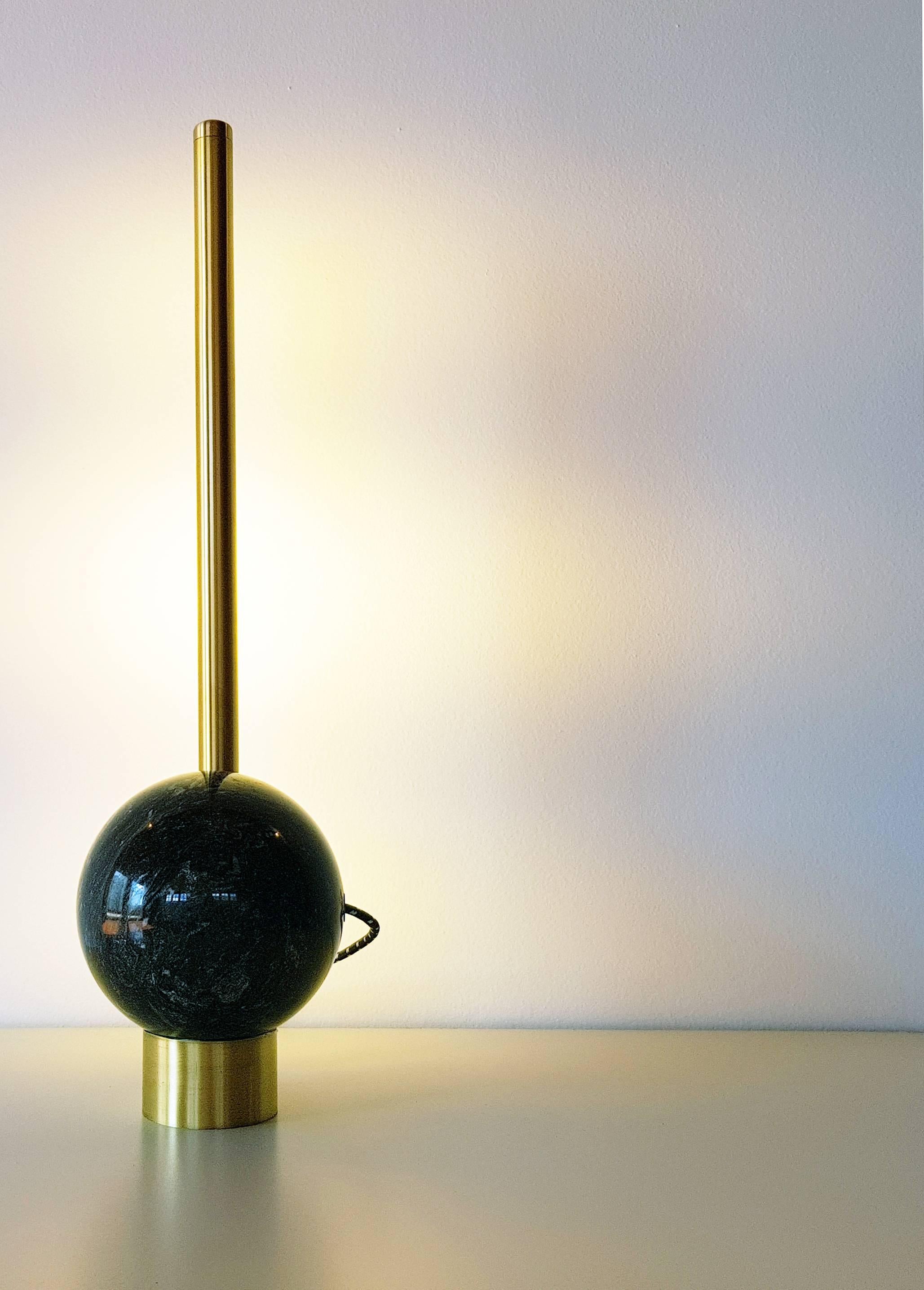 Minimalist 'Bubble' Table Lamp in Black Marble and Copper, Brazilian Contemporary Style For Sale