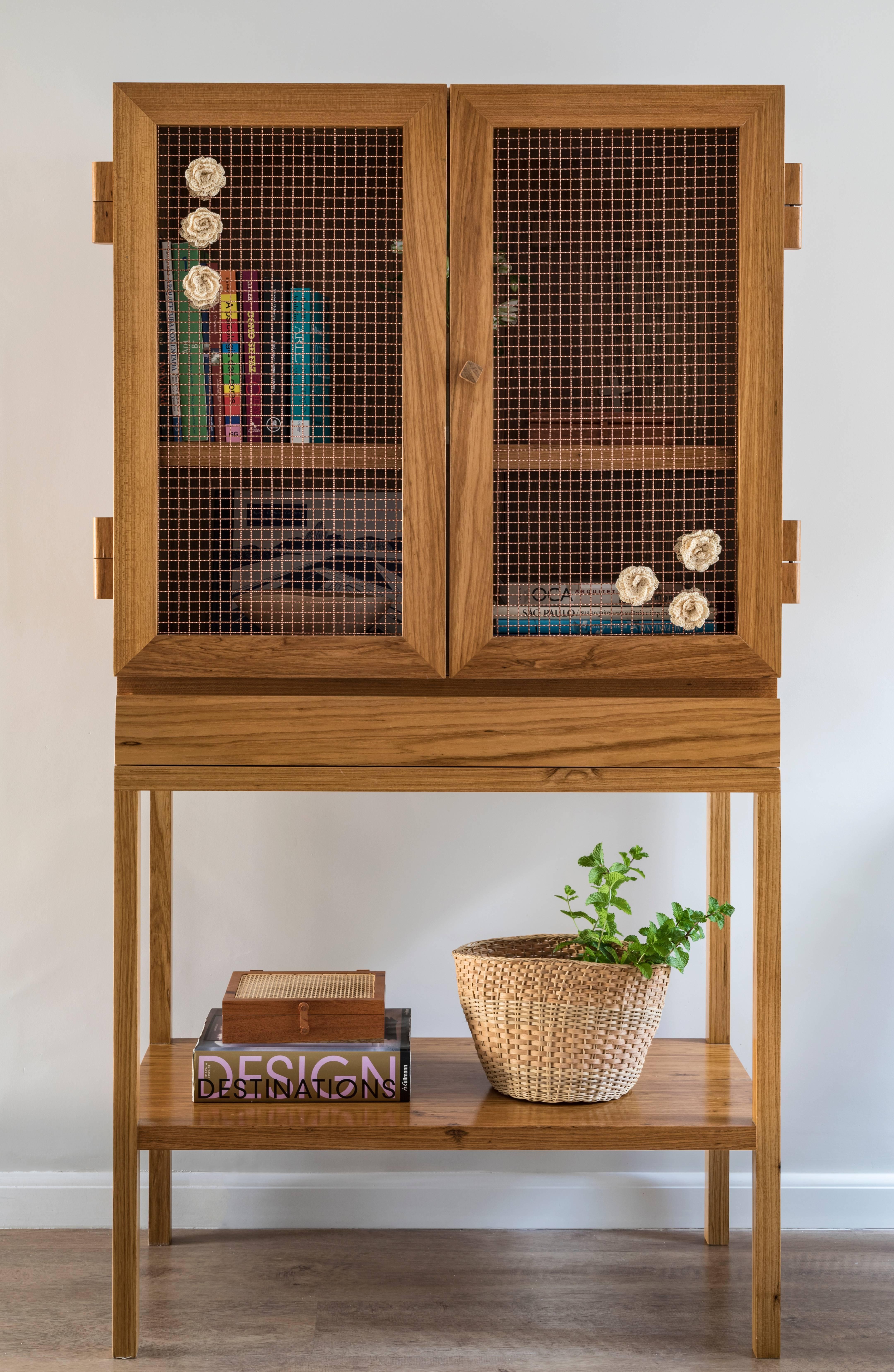 Hardwood Jardim Cabinet with Natural Dyed Crochet by Brazilian Yankatu 3