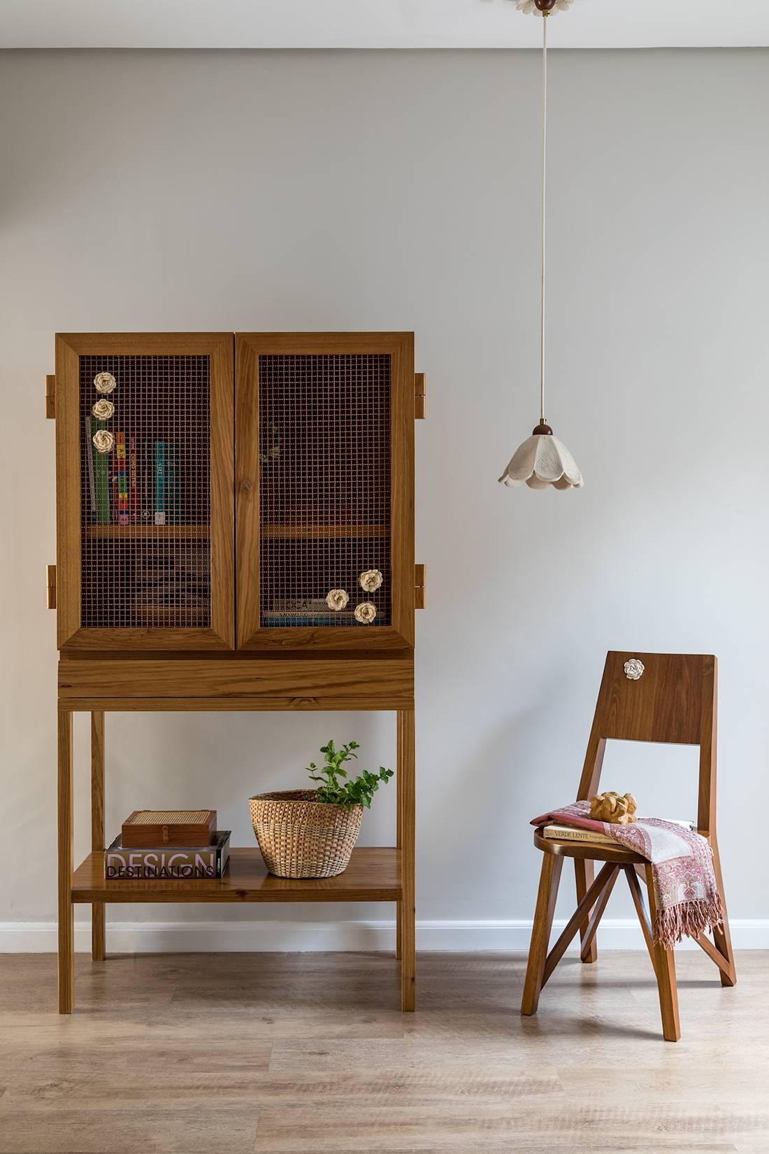 Hardwood Jardim Cabinet with Natural Dyed Crochet by Brazilian Yankatu 4