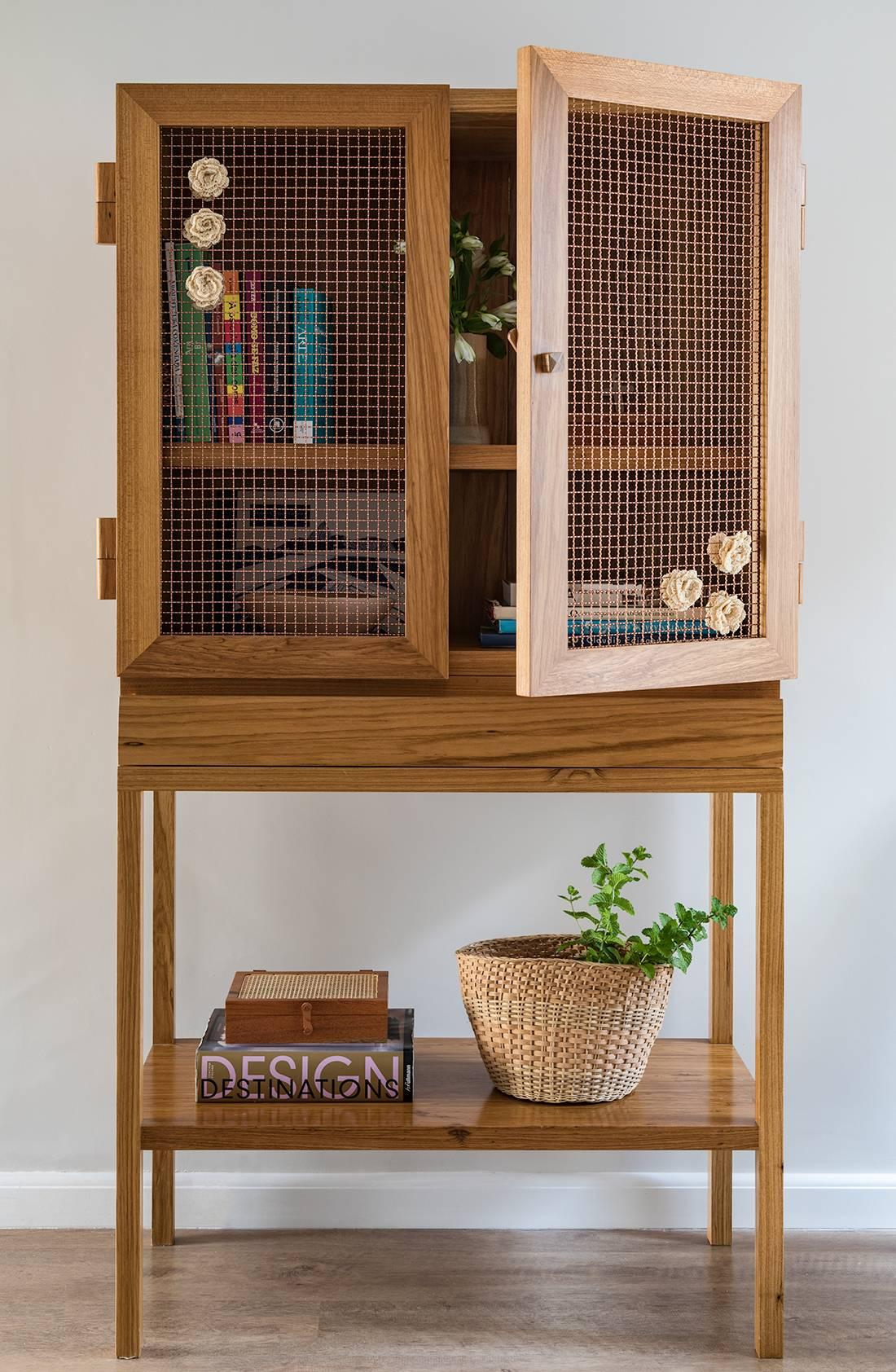 Hardwood Jardim Cabinet with Natural Dyed Crochet by Brazilian Yankatu 6